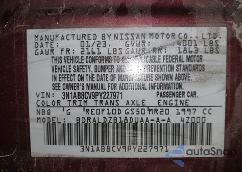2023 Nissan Sentra Sv Xtronic Cvt from USA, damaged, VIN 3N1AB8CV9PY227971